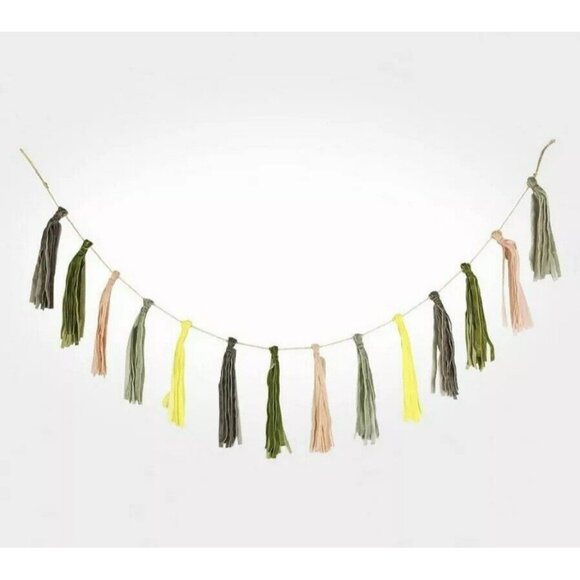 Threshold Tassel Garland Pastel Yellow Gray Green Pink 60” x 8” - Picture 3 of 3